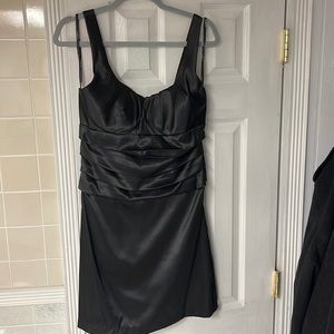 Black silk mini dress